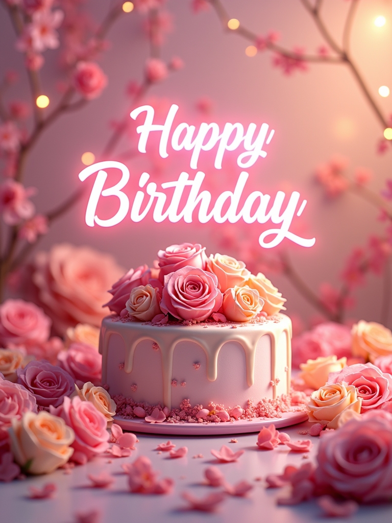 Beautiful birthday wish with rainbow colors