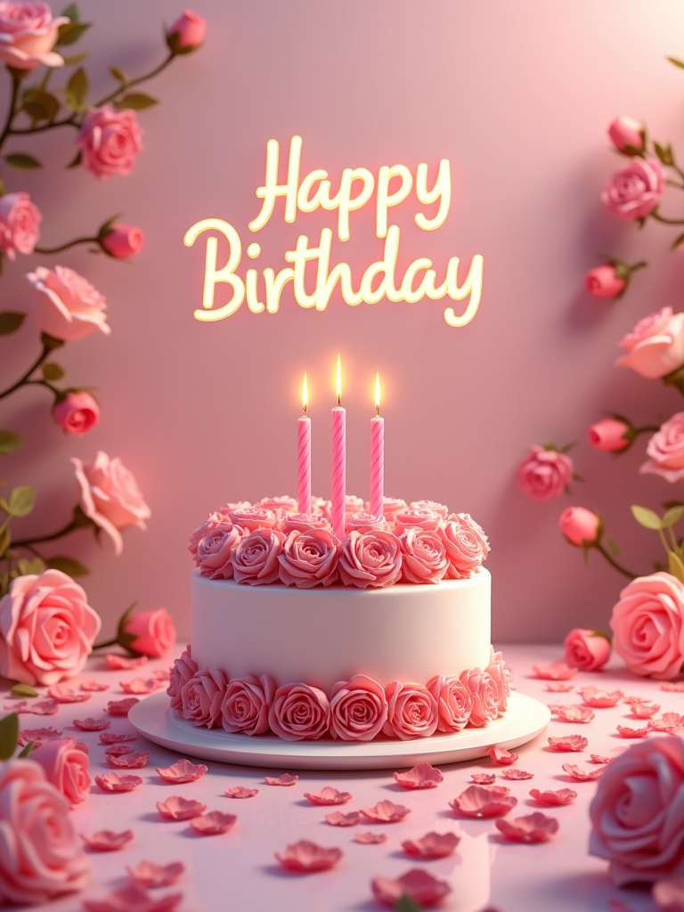 Beautiful birthday message with floral border